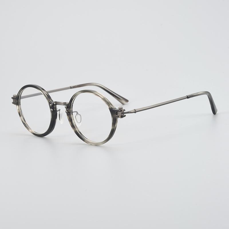 Tvat Pure Titanium Glasses Frame Literary Xiaoqing Round Plate Ultra-Light Men And Women With Myopia Reading Glasses