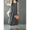 Loose Sleeveless Mid Length Striped Dress Loose Sleeveless Stripes Dress