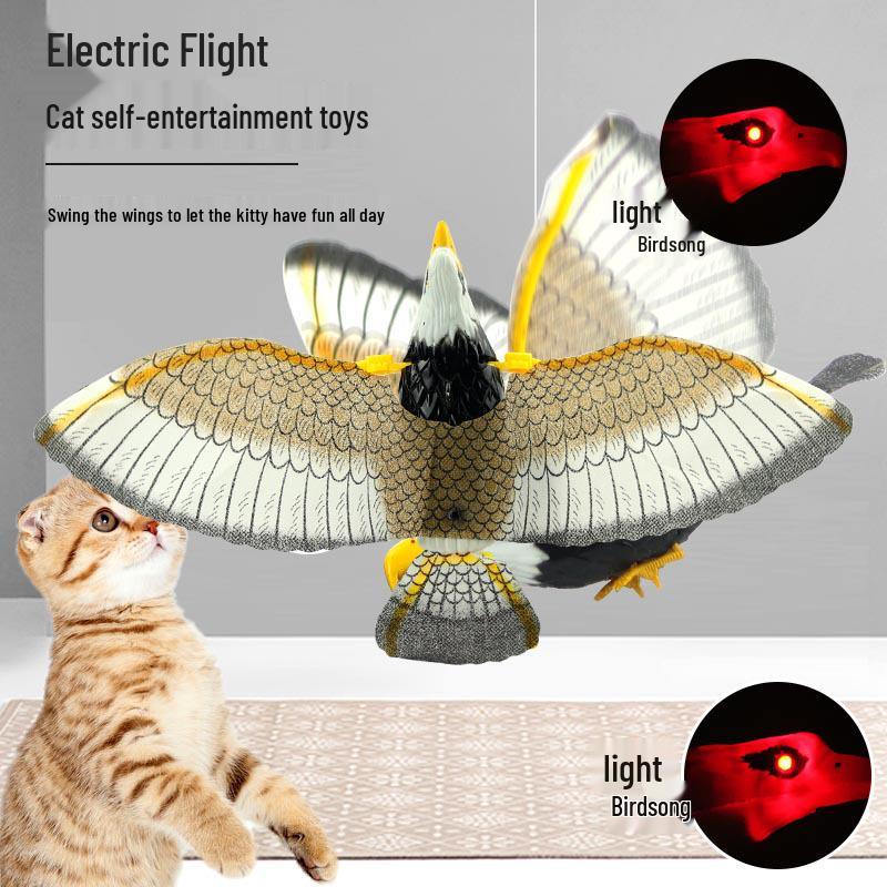 Hračka pro kočky k zavěšení na dveře s motivem orla: Elektrický zvuk vydávající pták pro samostatnou hru a úlevu od nudy