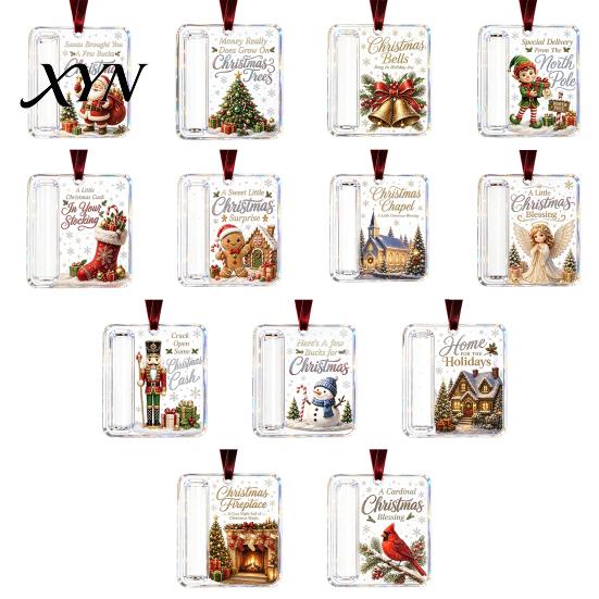 Personalized Holiday Cash Container Christmas Gift Ornament, Clear Acrylic Money Holder, Xmas Reusable Keepsake Tree Hanging Decoration, Funny Ways To