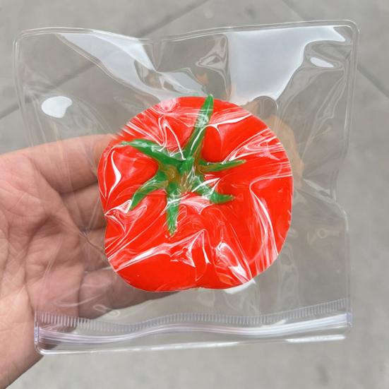 Shapeable Tomato Squeeze Toy Slow Rebound Anxiety Relief Lemon Sensory Toy Soft Stretchy Simulated Fruit Vegetable Fidget Toy