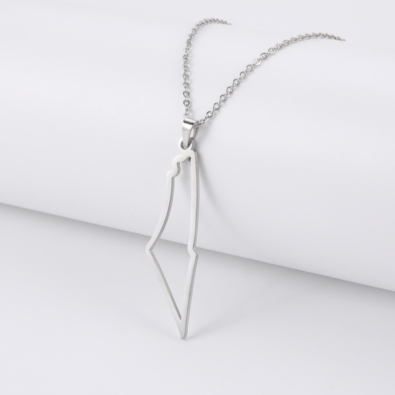 

LIKGREAT Palestine Map Hollow Pendant Necklace For Women Men Stainless Steel Gold Color Chain Necklace Jewelry Gifts Wholesale 50cm