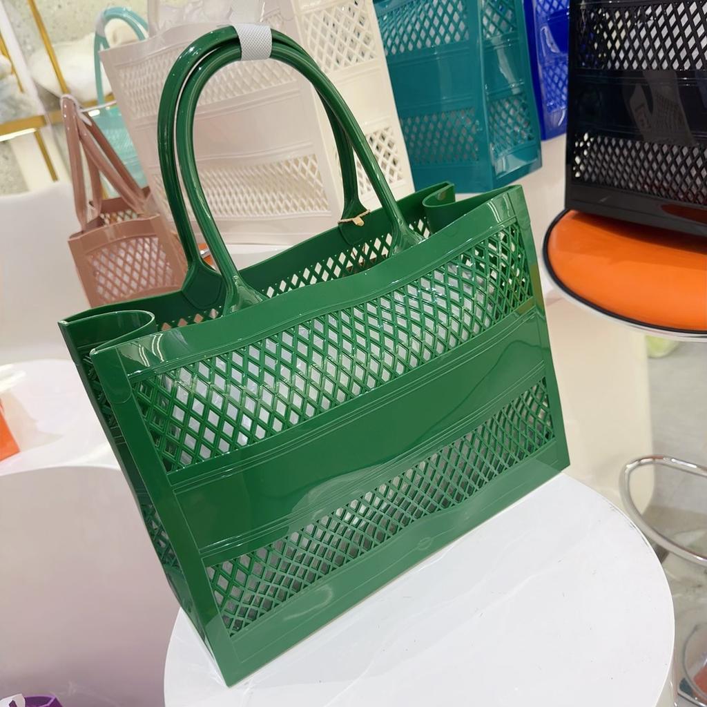 Cesto della Spesa Estivo Borsa Portatile in Gelatina Cesta di Grande Capacità Cesta portaoggetti Borsa da Spiaggia Grande Vuota