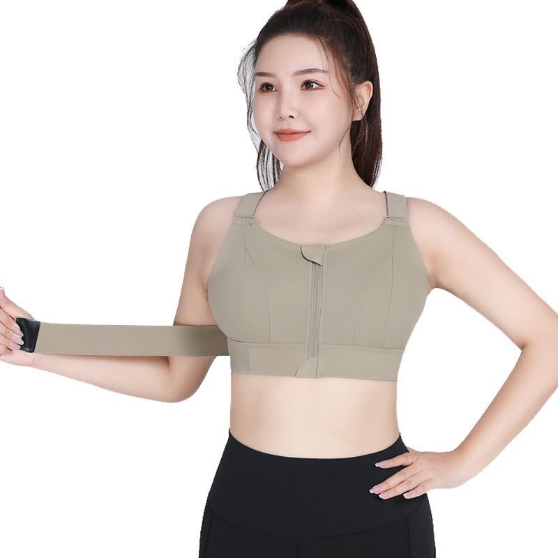 Plus Size Adjustable Sports Bra with Magic Tape Straps for High Impact Activities
