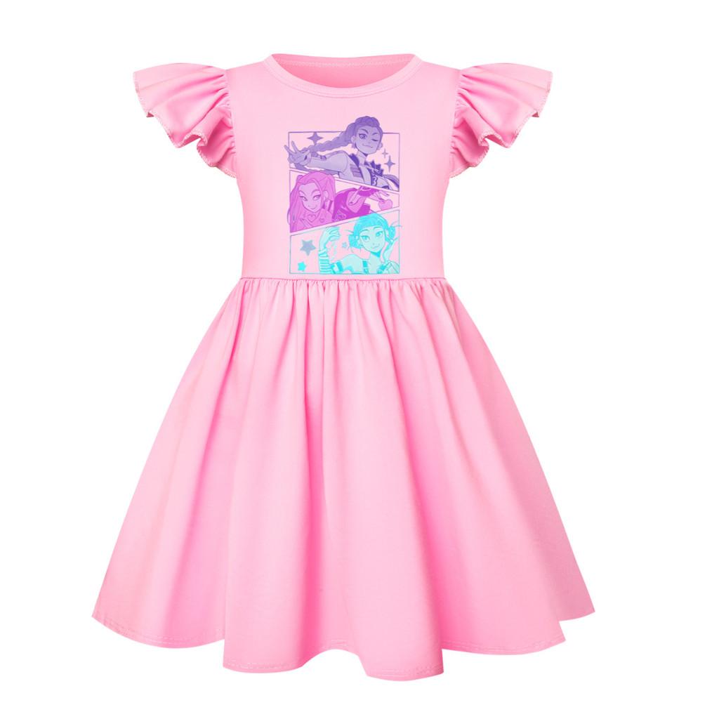 5160 Kids Girls Mira Zoey Rumi Printed Ruffle Short Sleeves Casual Dress