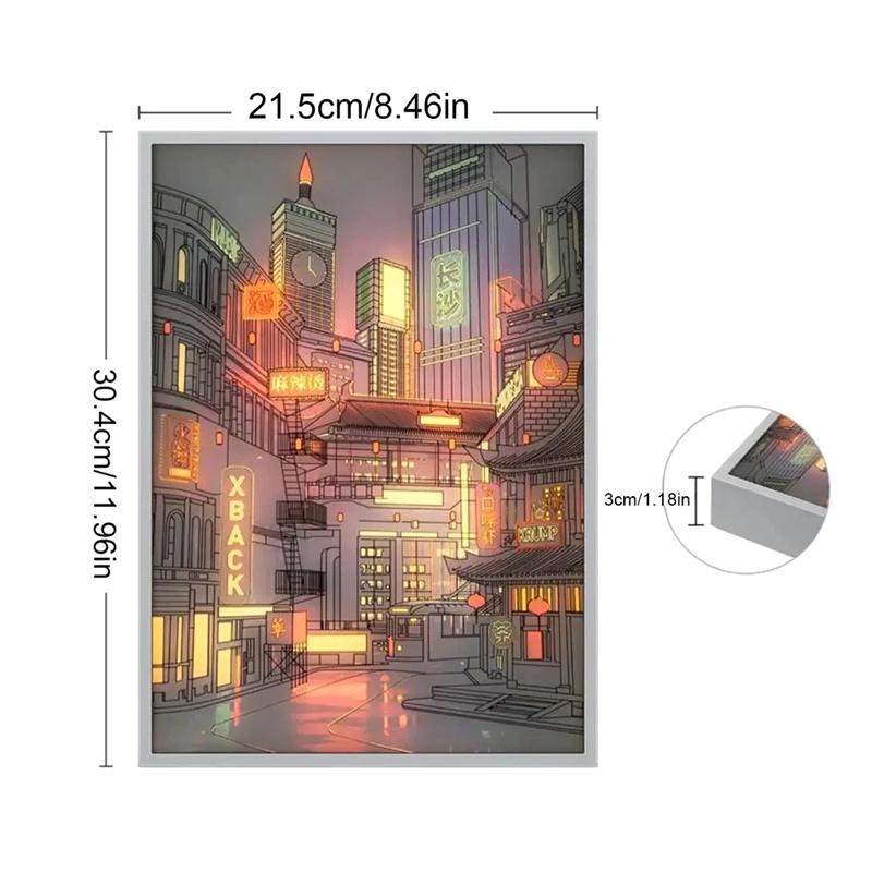 

Романтическое украшение дома Картина Декор Подсветка Картина Аниме Настенное искусство Рамка для картины Затемнение Романтический подарок Украшения для дома 30.4x21.5x3cm