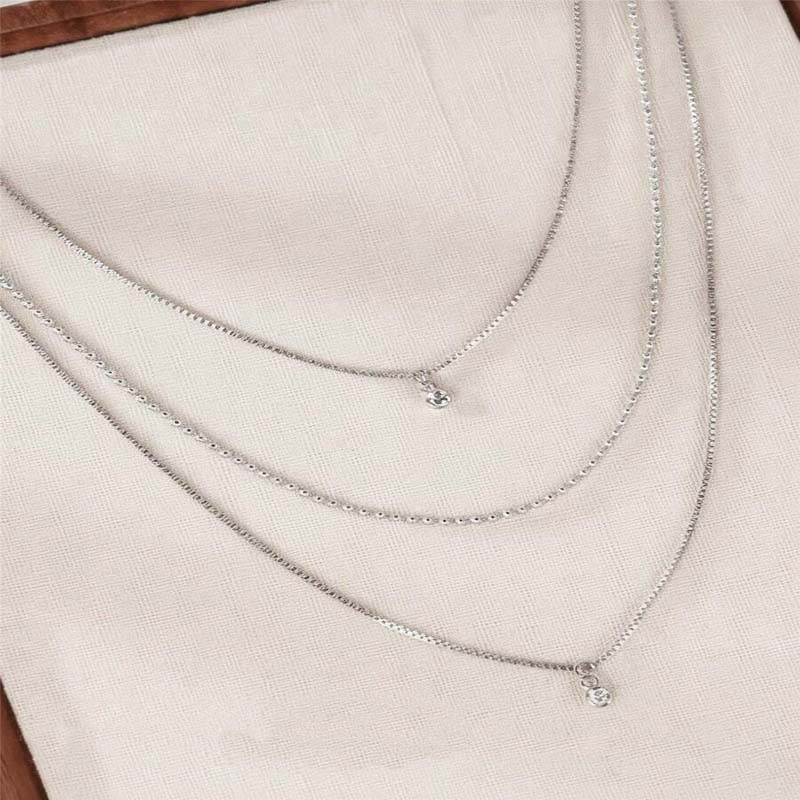 Boho Gold Color Round Crystal Pendant Necklace For Women Vintage Metal Multilayer Geometric Chain Necklace Jewelry Gift
