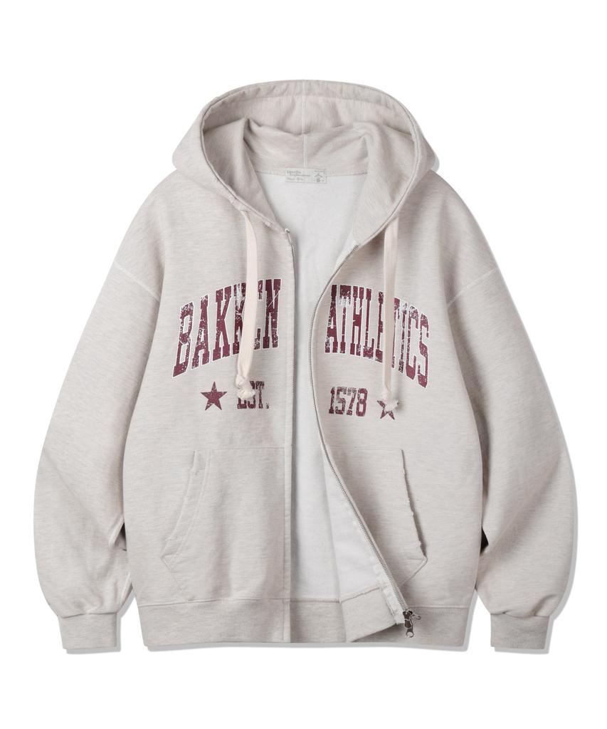 Bakken Athletics Two-Way Zip-Up Hoodie Bk7979_Oatmeal