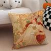 A-Alphonse Maria M-Mucha Cushion Cover Linen Pillow Case Soft Breathable Protective Couch Room Decoration