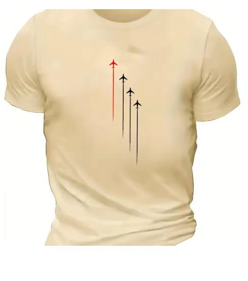 Unisexs Summer Cotton Fashion Casual Loose Large Size Geometric Airplane Pattern Printed Round Neck Short Sleeve Tshirt Top Soft
