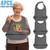 4Pcs Silicone Adult Bibs Adjustable Waterproof Adult Feeding Bibs with Crumb Catcher Clothing Protectors for Elderly Women Men