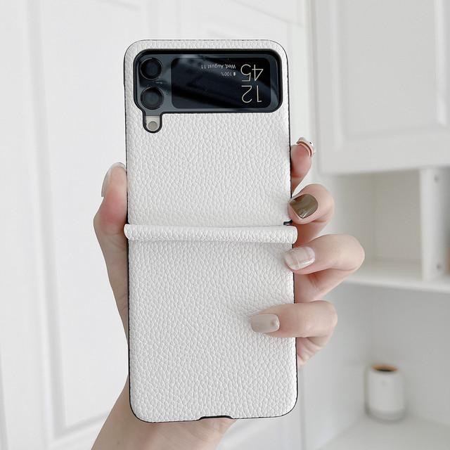 

2022 Складной чехол с узором личи для Samsung Galaxy Z Flip 4 3, антидетонационный роскошный кожаный чехол для Flip3 F7110 Flip4 Flip 4