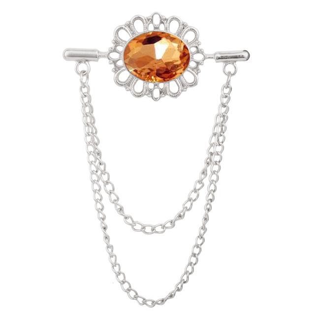 Latest Stylish Fashionable Metallic Crytal Tassel Pin Brooch Shirt Collar Pin Scarf Buckle Badge Corsage Brooches Women Men Jewelry AccessoriesFashion