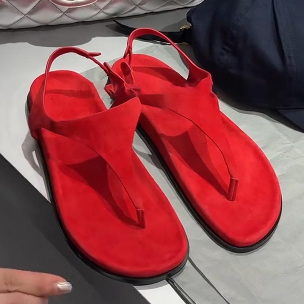 

Ретро сандалии-вьетнамки с ремешком между пальцем на лето 2025 года, в сочетании с юбками для отпуска, пляжа, римские сандалии для женщин 40 красный