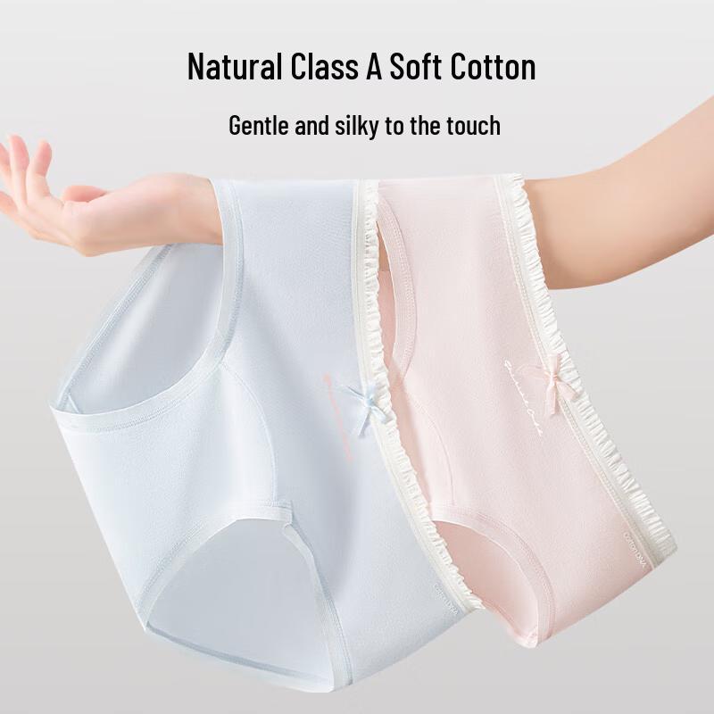 Langscha Women's Pure Cotton 7A Antibacterial Mid-Waist Briefs 4-Pack