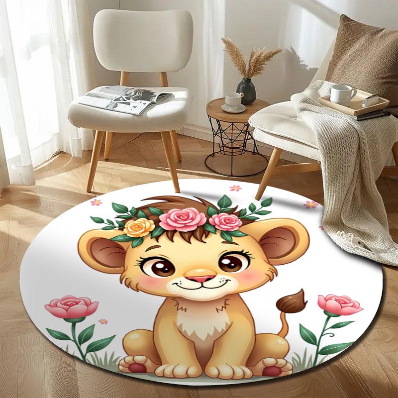 Handmade Style Round Minimal Multicolor Rug Mat, Non-Slip Floor Mat for Entryway