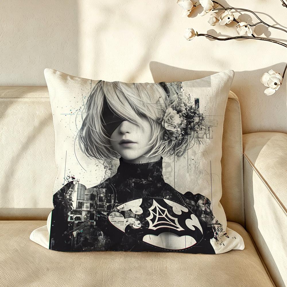 Game NNieR AAutomata Cushion Cover Pillow Case Antidustmite Pillowcase Silky Short Plush Sofa Cushion Cover hot
