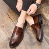 Large size spring and summer men's leather shoes British trend one-pedal loafers Korean version of business hairstylist shoes