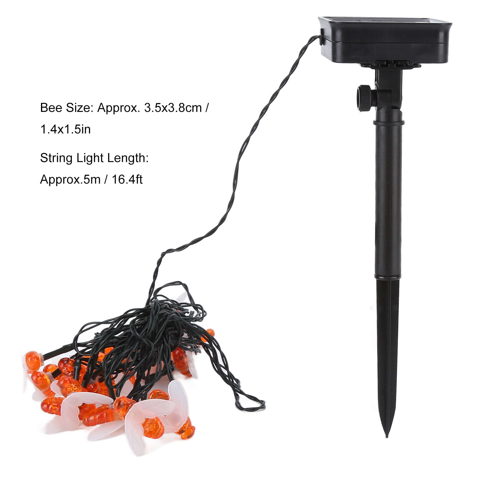 

Светодиодные гирлянды на солнечных батареях в форме пчелы, водонепроницаемые декоративные светильники для наружного сада, патио, теплый белый цвет 5M