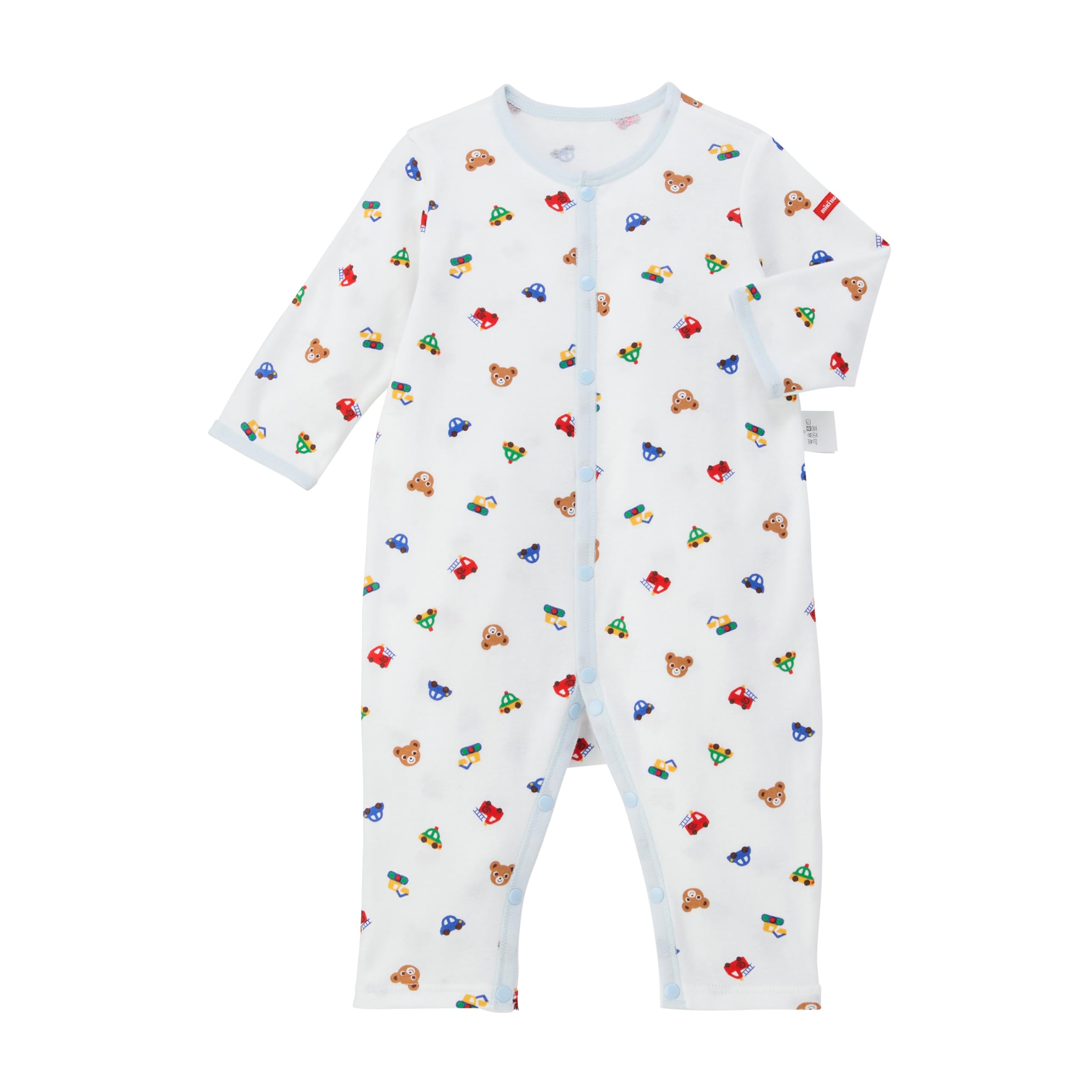 

MIKI HOUSE Baby Coverall Underwear, All-Over Print, 100% Cotton, Made in Japan, for Boys and Girls, Baby Clothes, Newborn, 70cm, Blue, 40-2491-141