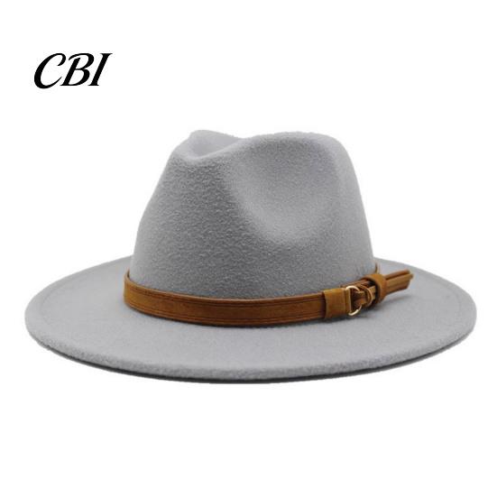 Outdoor Hiking Headwear Wool Felt Fedora Hat, Unisex Panama Hat with Faux Leather Band, Casual Daily Wear Wide Brim Vintage Trilby for Women
