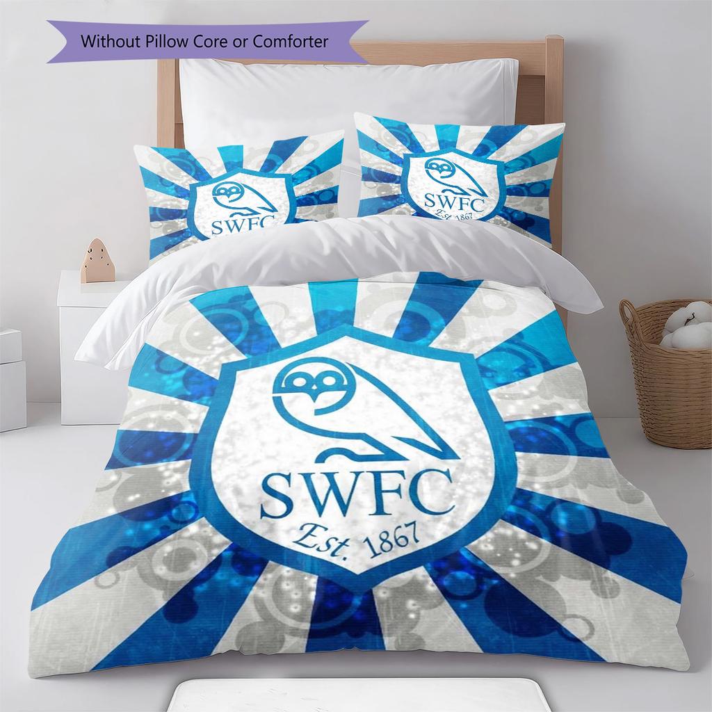 Sheffield Wednesday Football Club Pattern Bedding,Quilt Set Quilt Cover Pillowcase Home Birthday Gift (1 * duvet cover + 2 * pillowcase, without core)