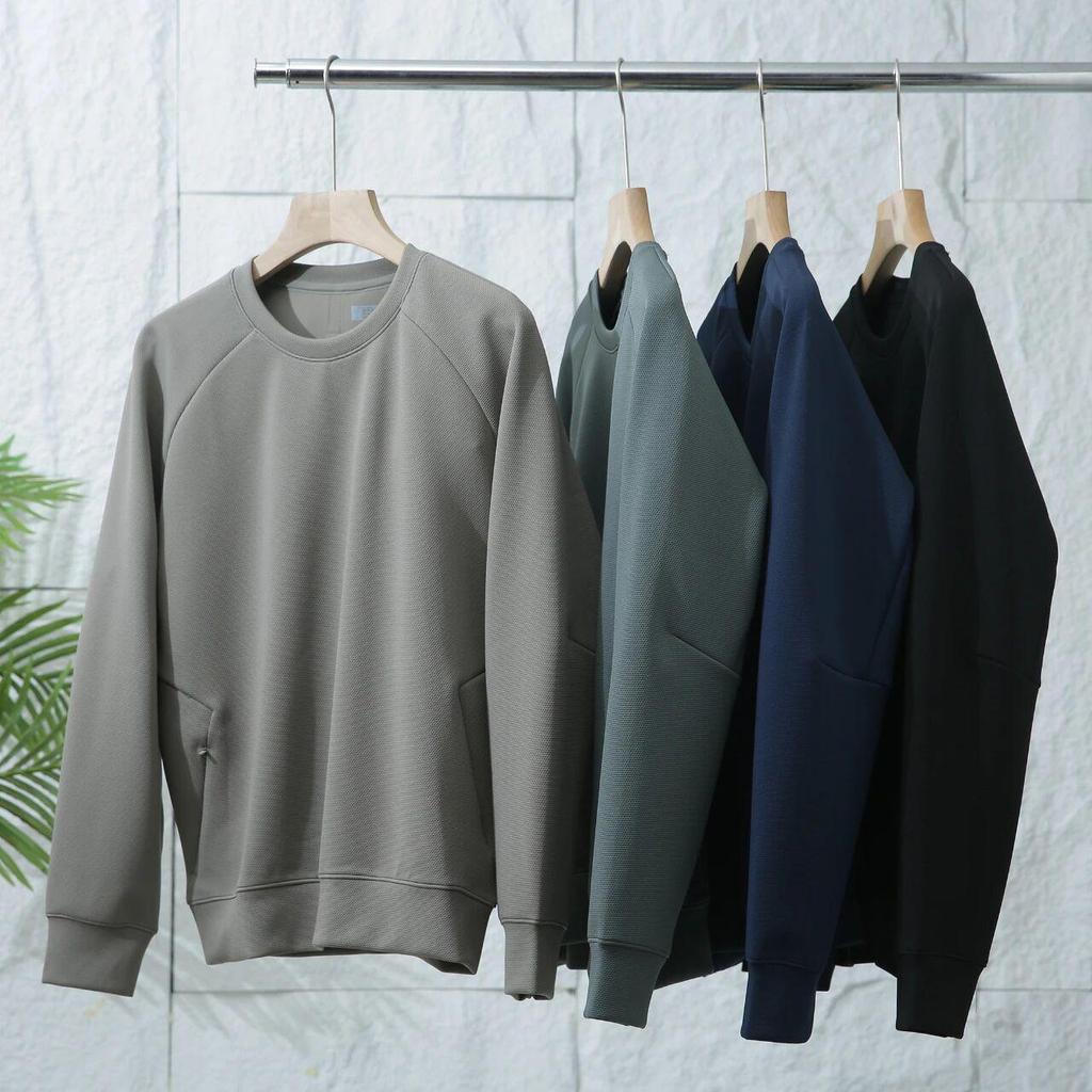 Tengu Family Men's Casual Knit Round Neck Long Sleeve Hoodie
