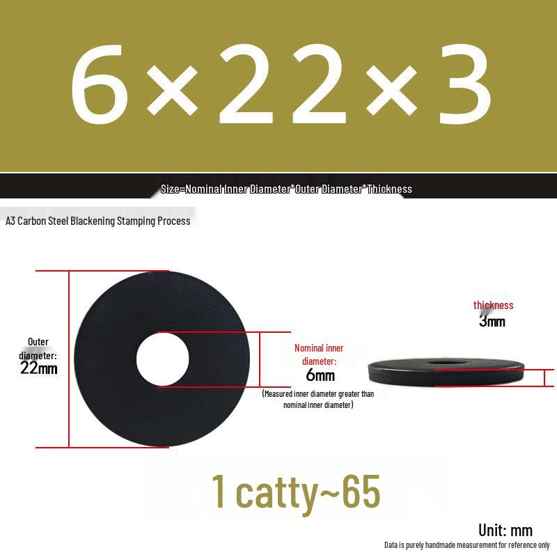 Blackened Thickened Metal Flat Washer Spacer, Round, M3-M42