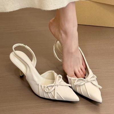 Nuova Moda Estiva Dopo l'Anello Cintura Sexy Banchetto Scarpe da Donna Comode A Punta Colore Unito Fiocco Eleganti Sandali con Tacco Alto
