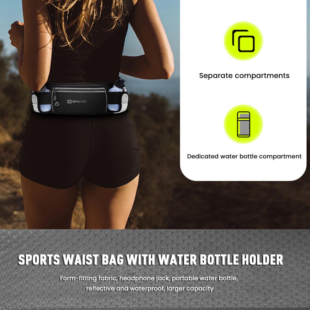 Running Belt with Bottles Waist Pack with Adjustable Strap Cycling Bag for Running Hiking Walking Cycling