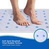 Vinyl Bath Mat with Suction Cups Soft Bristled Texture Non-Slip Shower Mat Drain Holes Smooth Surfaces 27.5x15.5 Inches
