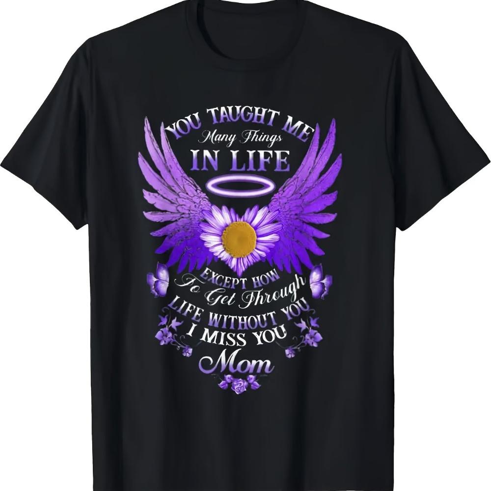 

Miss You Printed T-Shirt in Memory of Mom s Wings Seasonal Casual Men s T-Shirt Round Neck Pure Cotton Short Sleeve T-Shirt S разноцветный