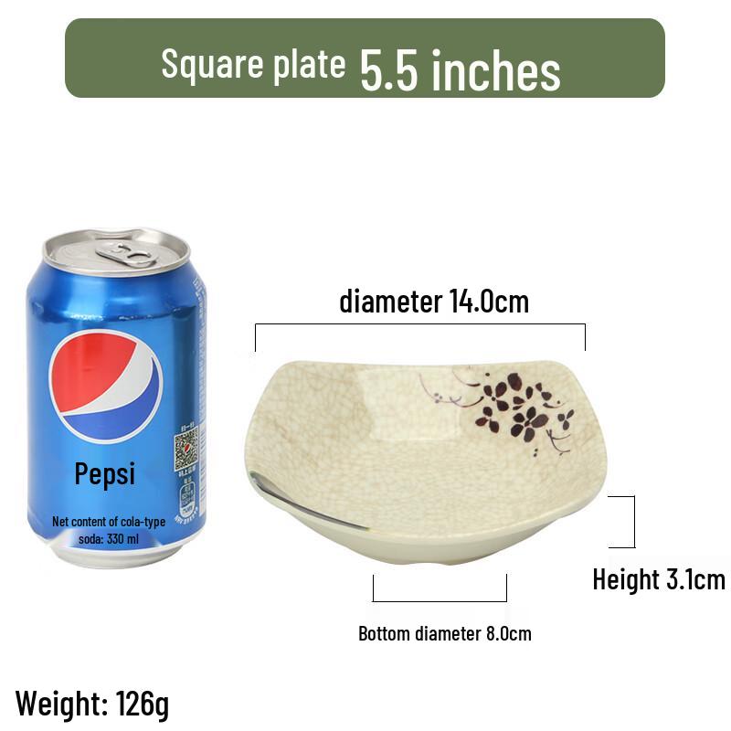 Qianxing Green Lotus Melamine Square Dipping Dishes, 5.5-inch, Set of 20