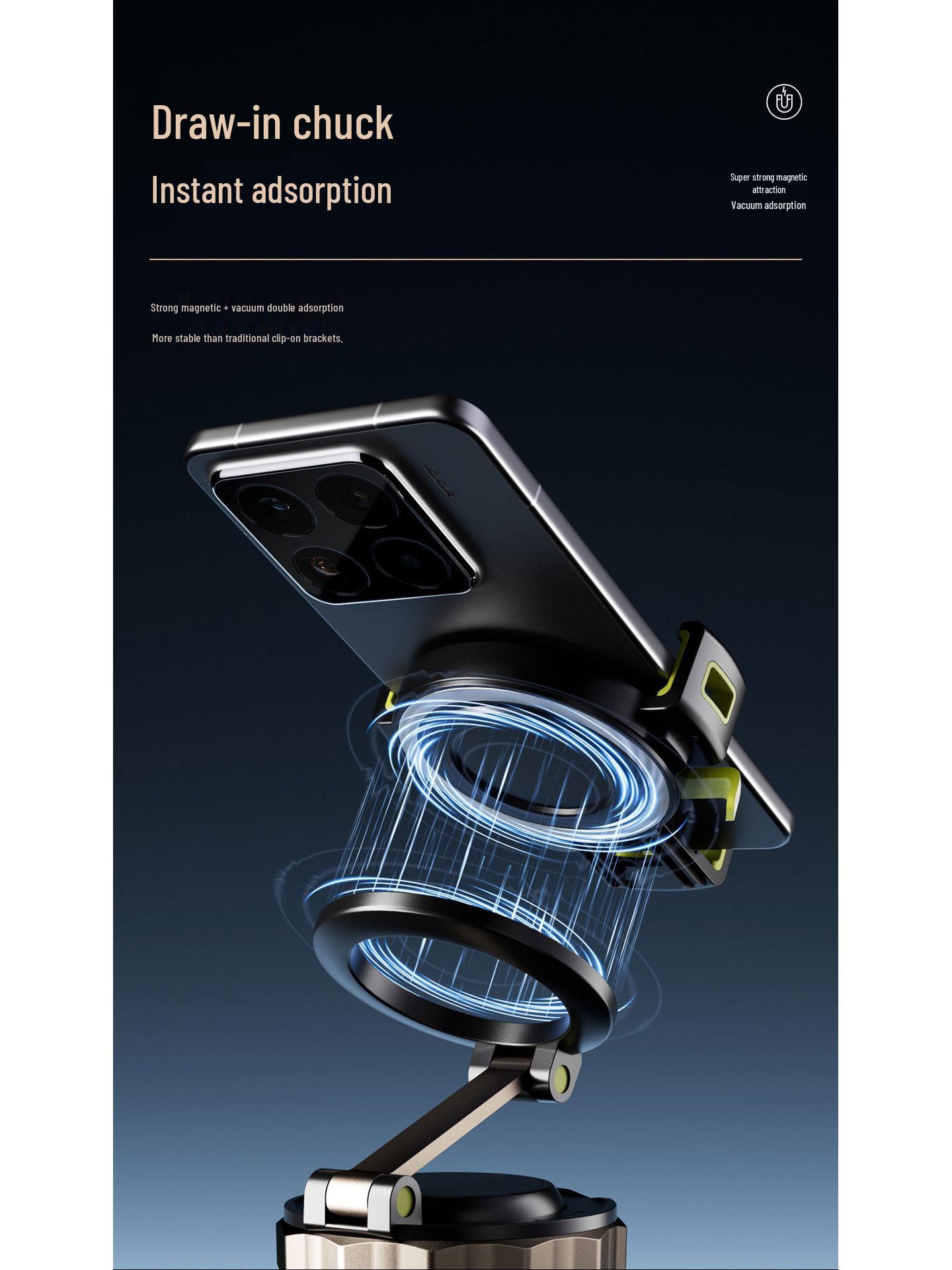 

Magnetic Car Phone Holder with Vacuum Suction and Clip