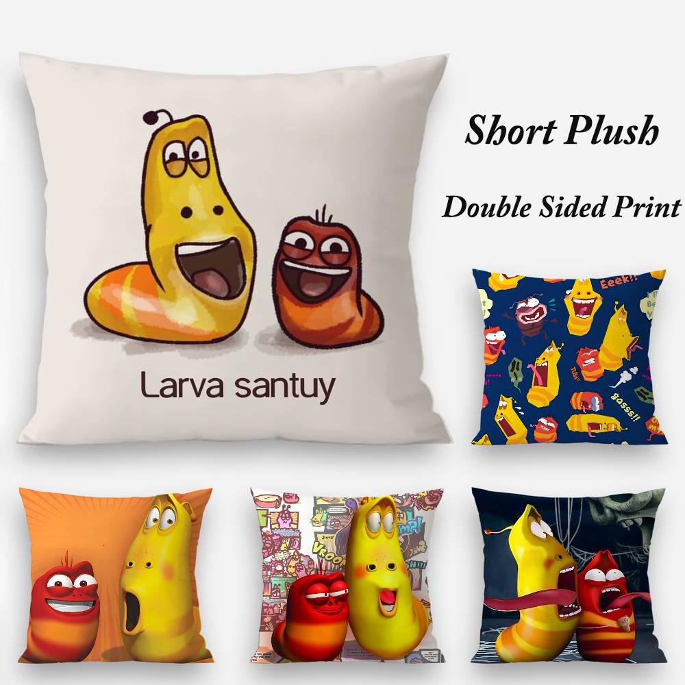 Funny L-Larva Cartoon Pillow Case Plush Fabric Soft Double Sided Print Sofa Cushion Cover Throw Pillow Covers
