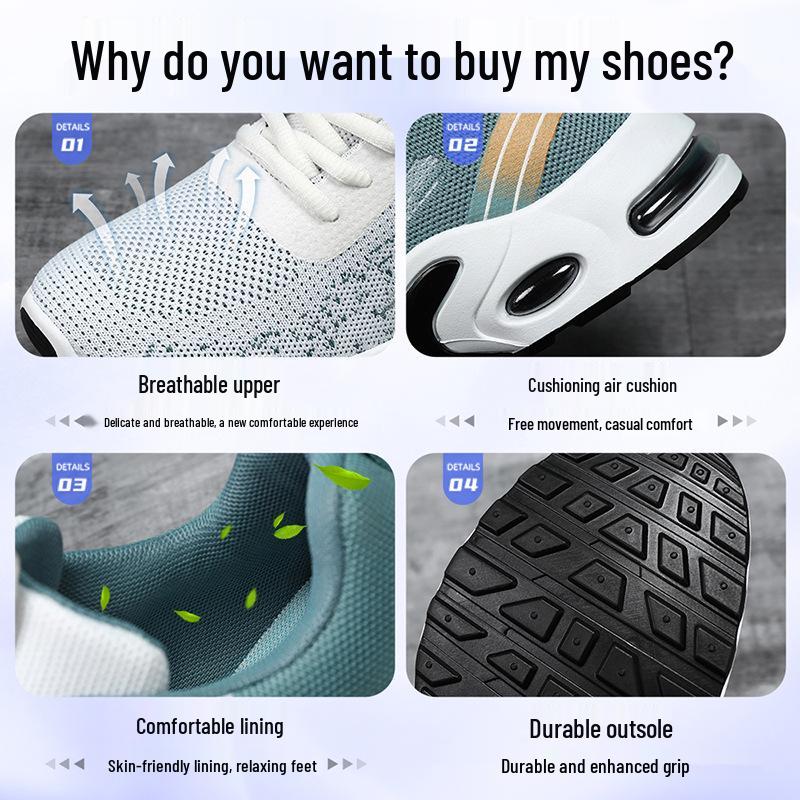 Herrskor Löparskor med luftkudde och mesh - Andningsbara, Casual, Plusstorlek