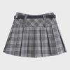 Gonna Midi Plissettata da Donna Autunnale Retro a Quadri a Vita Alta con Shorts Anti-Esposizione