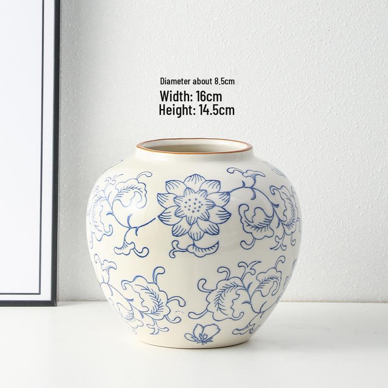 Сине-белая ретро-фарфоровая ваза - Роскошный керамический декор для дома 8*13.5*25