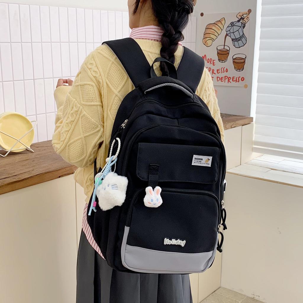 Schoolbag Backpack Women's Large Capacity High School Student School Bag Elementary School Junior High School Campus Korean Edition Tide Leisure 