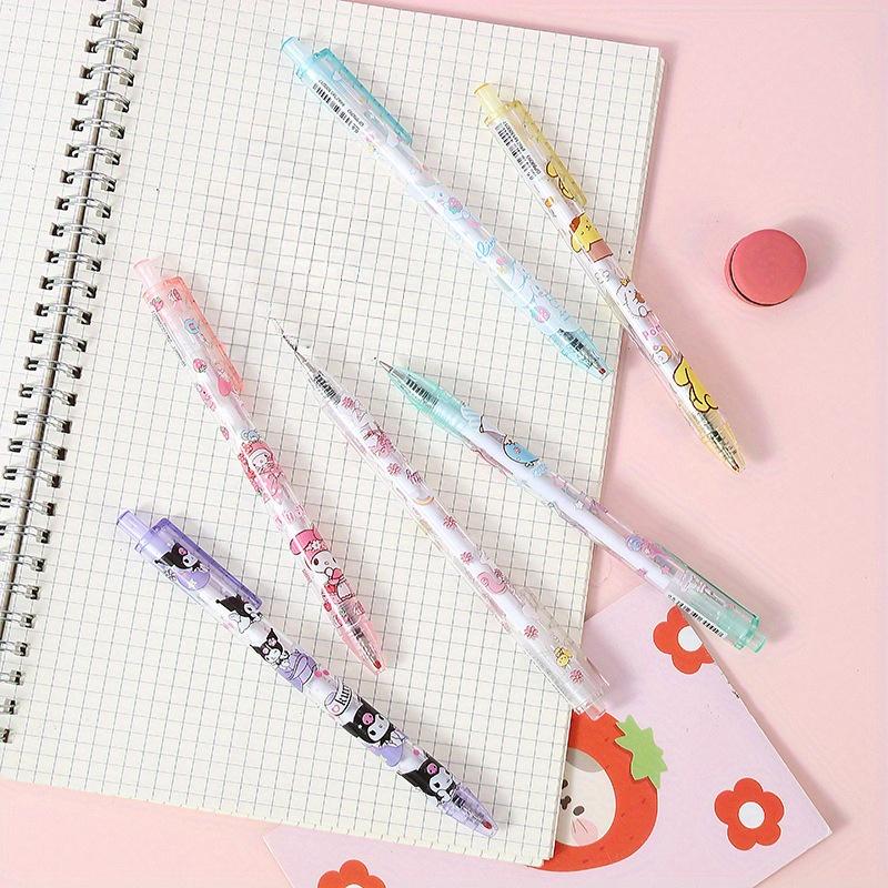 Back To School Season 144pcs 0.5mm Cartoon Cute Pink Rabbit&cat Design Scalable Pen, Exquisite Push Action Pen, Office Signature Pen Stationery, Holid