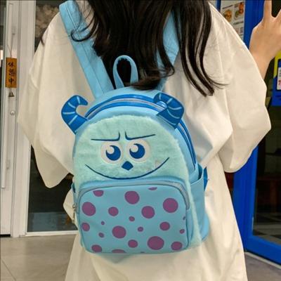 High Value Blue Little Monster Academy Style Backpack Girls Storage Casual Cute Backpack Cartoon Schoolbag