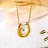 18K Gold-Plated Pearl Pendant Necklace – Elegant U-Shaped Clavicle Chain In Titanium Steel Design for Women