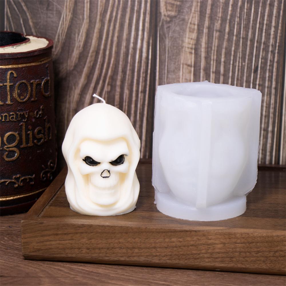 3D Skull Candle Silicone Mold DIY Tombstone Fist Shaped Skeleton Gypsum Resin Mold Halloween Party Atmosphere Decoration