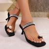 Fashion 2025 Summer New Square Head String Strap Sandals French Pearl Women's Fashion Outerwear Shoes High Heels Sandalias De Mujer