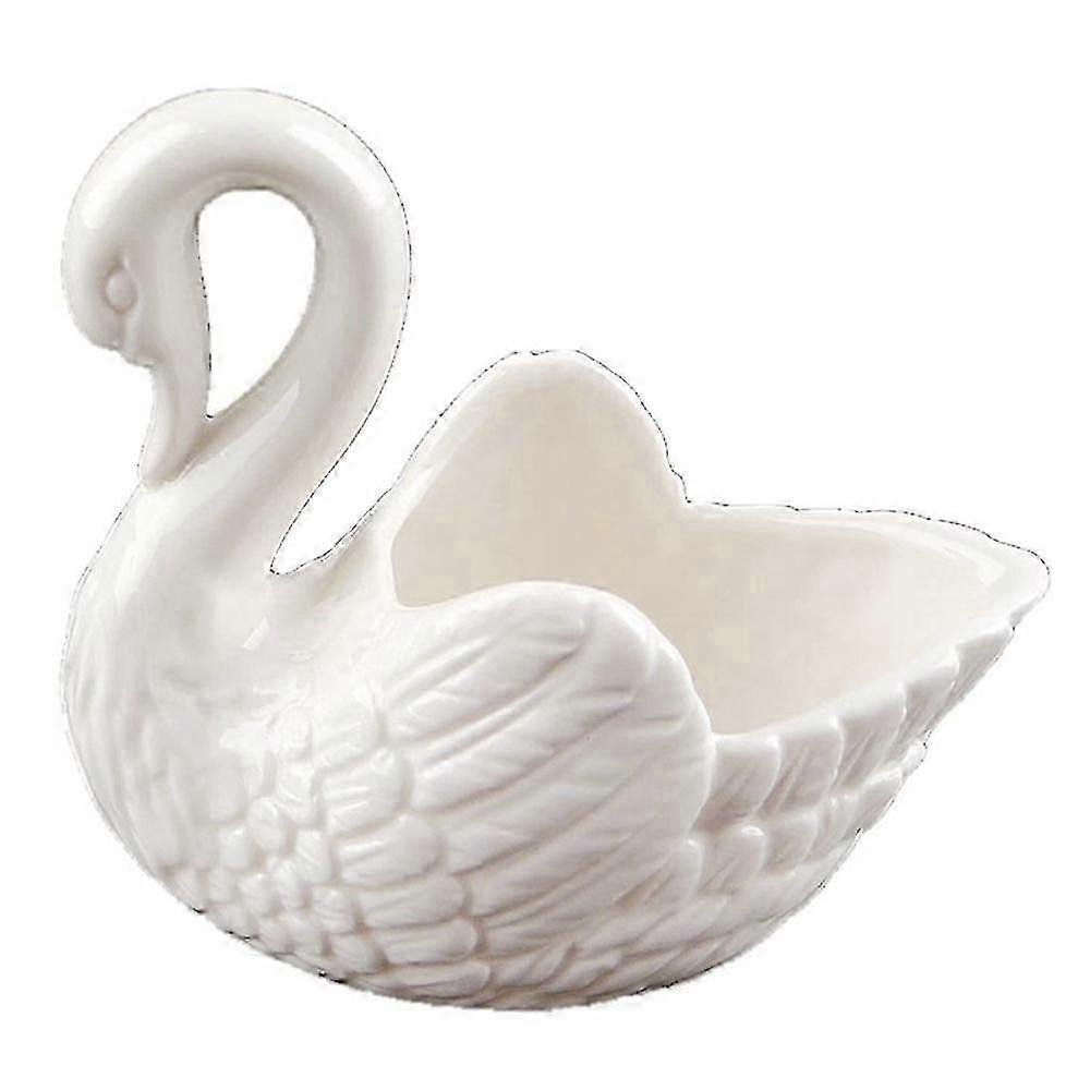 Creative White Swan Ceramic Flower Pot Multifunction Candlestick