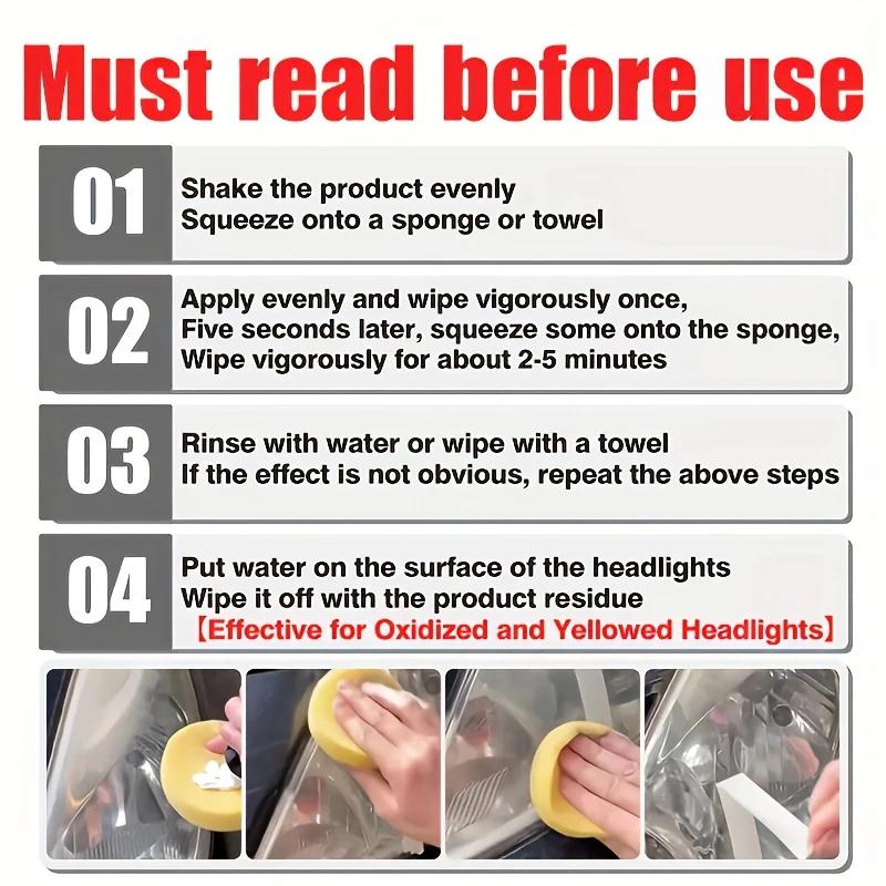 Car Headlight Repair Paste, Easy-to-use Headlight Maintenance Kit, Repair Oxidized, Yellowed, and Blurry Car Headlights,