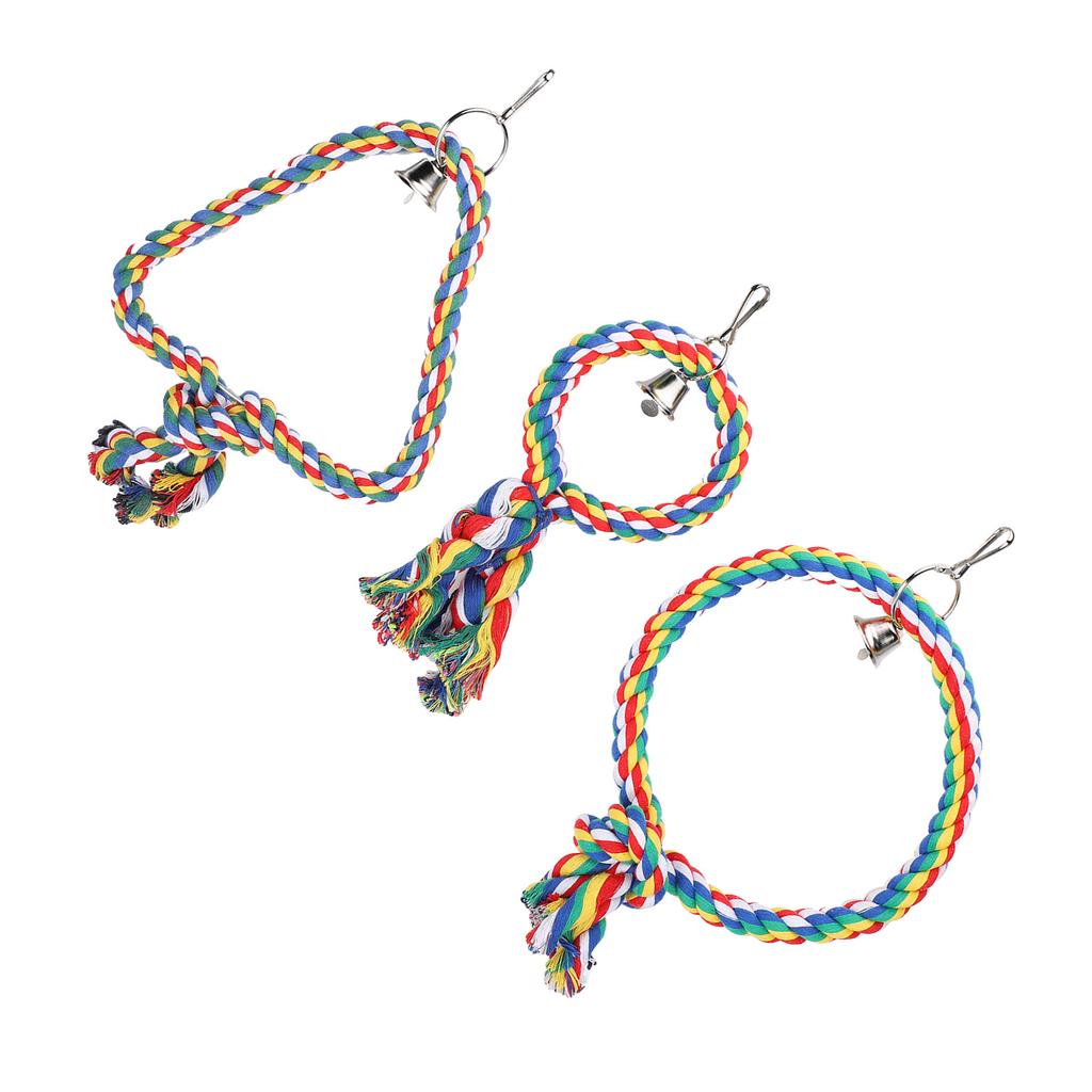 3pcs set Cotton Rope Bird Swing Toy Parrot Two Styles Cage Perch Stand Hanging Swings Toys
