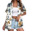 Women's Fashion Casual Short Sleeve Button Lapel Shirt Tops