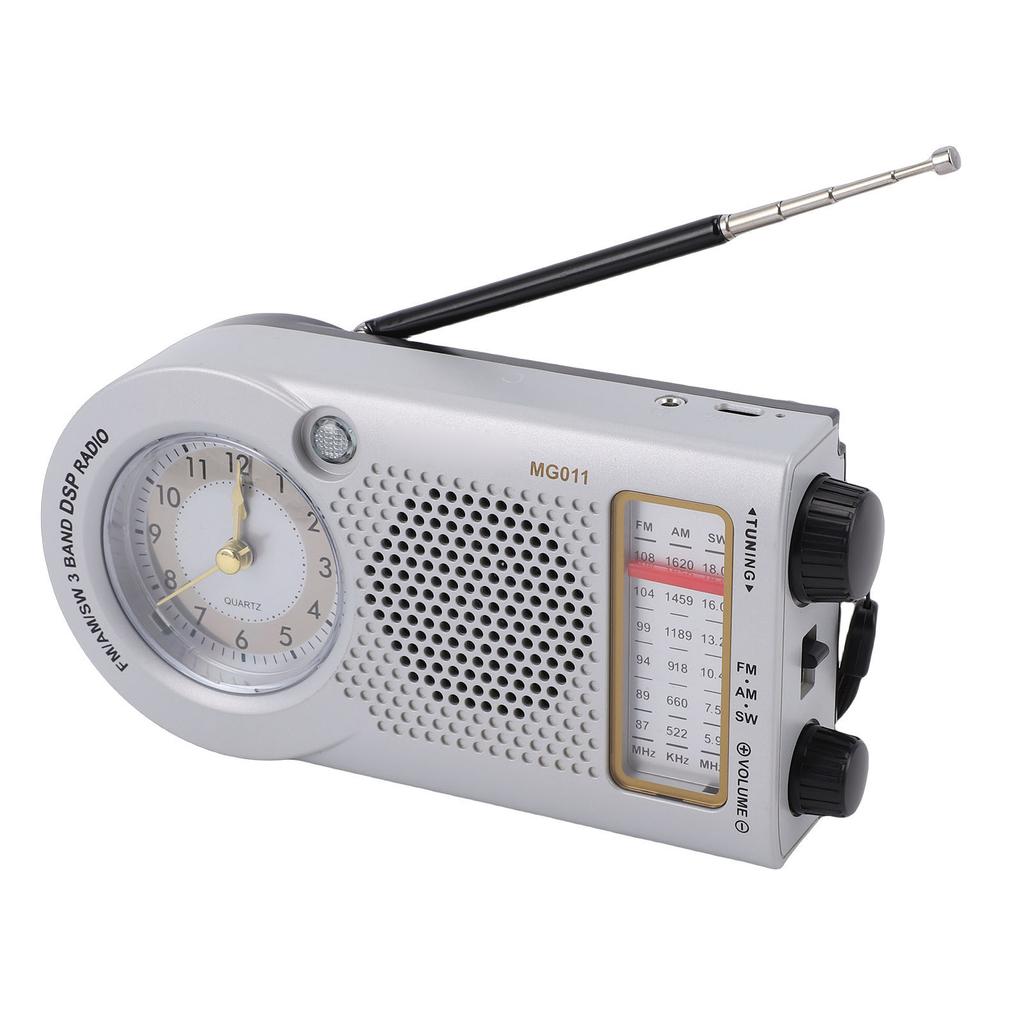 Portable Radio Rechargeable Battery Operated FM AM SW Multi Band Radio with Clock 3W Speaker for Music News Traffic Updates