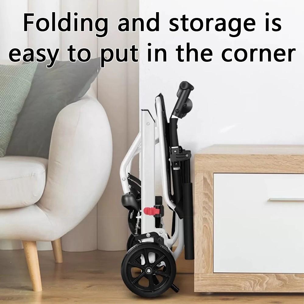 Outdoor Portable Wheel Chair Old People Hand Push Travel Trolly Foldable Wheelchair With Footrest Armrest Ultra Lightweight